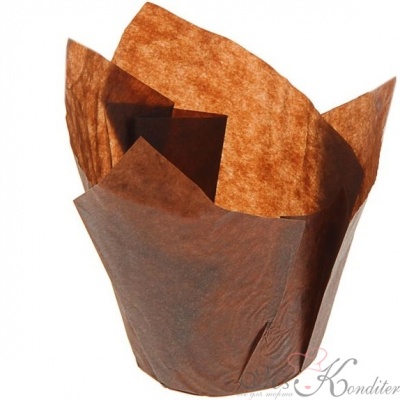 Форма бумажная "Тюльпан", 5 х 8 см, коричневая.