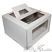 Коробка для торта Гофрокартон с ручками белая 30х30х19 см.