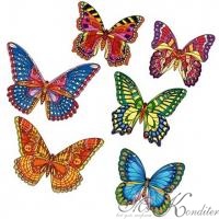 Вафельные бабочки цветные с рисунком 10 шт