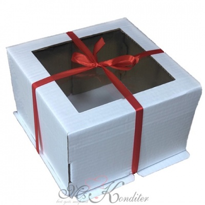 Коробка для торта с окном Гофрокартон, 22х22х13 см.